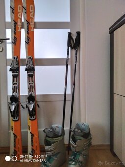 Set sjezdové lyže Head 150 cm,vázání Tyrolia ,boty,hůlky - 3