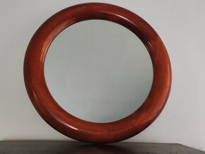 Starožitné dřevěné kruhové zrcadlo na stěnu - 3