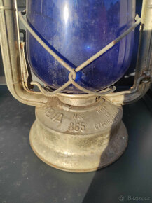 Petrolejová lampa MEVA No. 865 s modrým cylindrem - 3