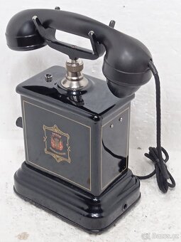 Retro smaltovaný telefon JYDSK s kličkou - 3