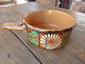 MALOVANÝ KAMENINOVÝ HRNEC S DRŽADLEM - FRANCIE - 3