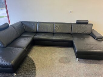 Černý kožený gauč - 3