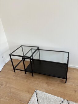 VITTSJÖ (IKEA) Sada stolků, sada 2 ks, černohnědá/sklo, 90x5 - 3