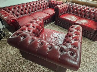CHESTERFIELD ŠTÝL, KOŽENÁ SEDAČKA 3+2+1, - 3