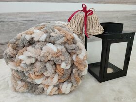 Pletená dětská deka hnědá mix - 3