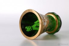 Smaltovaná váza, pozlacená, zelená, masivní - 3