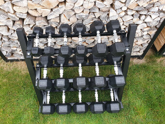 jednoruční činky sada 180kg HEXA (2,5-20kg) + STOJAN - 3