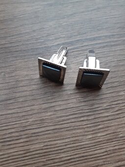 Stříbrné manžetové knoflíčky s hematitem-nenošené - 3
