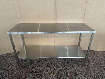 Nerezový stůl do prostoru s policí - 3