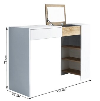 Toaletní stolek / psací stůl bílá / dub sonoma - 3