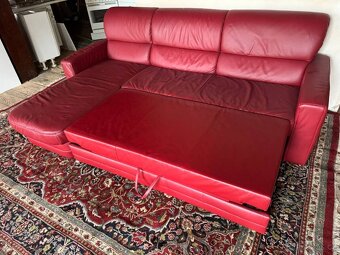 Rohová rozkládací kožená sedačka, 5276 - 3