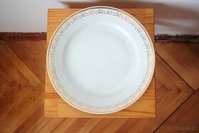 Vintage bílý zlacený servírovací talíř Vera - 3