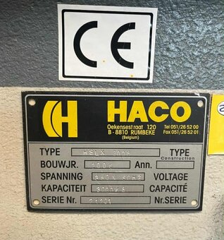 Prodám tabulkové nůžky na plech HACO HSLX 3013. - 3