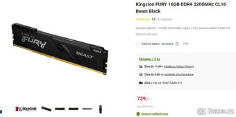Prodám Kingstone Fury Beast 2x16gb - 3