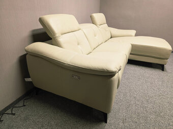 Nová relax rohová sedačka kůže NEW EVA krémová - 3