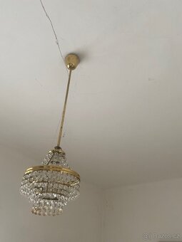 Lustr / Svítidlo / Lampa Retro sklo, mosaz, dřevo - 3
