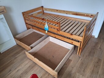 Dětská postel 200x90 s přistýlkou, matracema a suplikama - 3