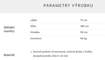 Stůl se skleněnou deskou 180 x 90 - 3