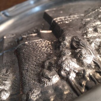 Masivní cínový talíř - hrad - čistý cín - 3