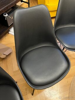 Moderní černé jídelní židle, sada 4ks, plast+kov+koženka - 3