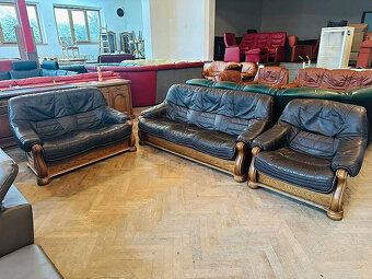 609 Rustikální kožená sedací souprava sedačka 3+2+1 masiv - 3