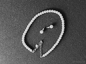 Náhrdelník + naušnice (bižuterie) - perle - 3