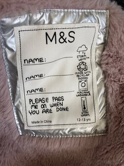 Dívčí zimní bunda dlouhá - Marks & Spencer vel. 158 - 3