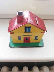 retro dětská plechová pokladnička - dům - pro sběratele - 3