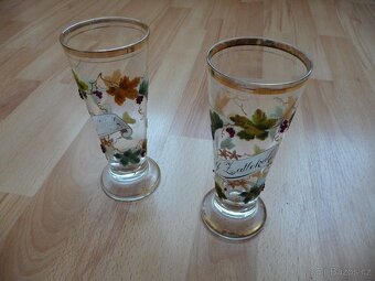 2 ks starožitné skleněné poháry s motivem víno - 3