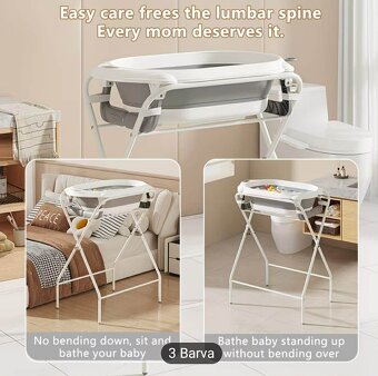 Dětská vanička skládací růžová - 3