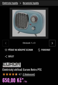 Nový elektrický ohřívač Eurom retro PTC - 3