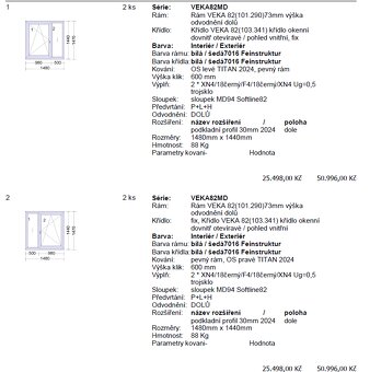 Okna VEKA 82MD trojsklo, pro otvor 150x150cm - 3