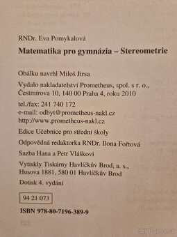 Učebnice - Matematika pro gymnázia: stereometrie - 3