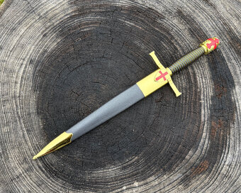 Dekorativní křižácká dýka s pochvou - replika na zeď - 3