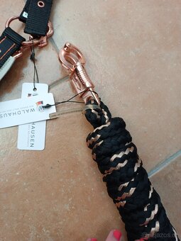 Nový set ohlávka a vodítko XFull, černá s rose gold - 3