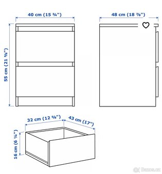 Ikea Malm komoda šedá - 3