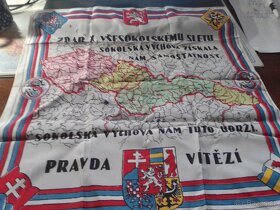 Všesokolský hedvábný šátek, mapa republiky Československé - 3