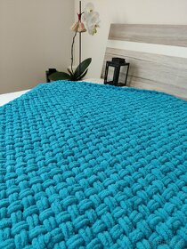 Pletená dětská deka tyrkysová modrá_ - 3