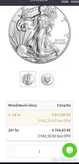 1oz stříbrná mince American Eagle 2011 v kapsli - 3
