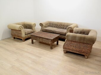 Sedací souprava na terasu (ratan/masiv/látka) - 3