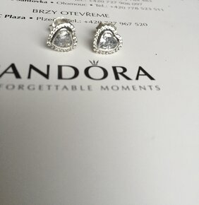 PANDORA - Stříbrné náušnice ve tvaru srdce - NOVÉ - 3