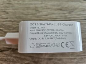 Nabíječka 3x USB A, 36W WC 3.0 - 3