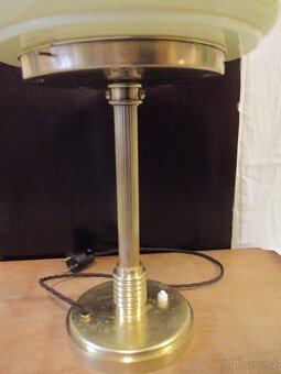 Stolní lampa art deco, mosaz, funkční, žluté sklo - 3
