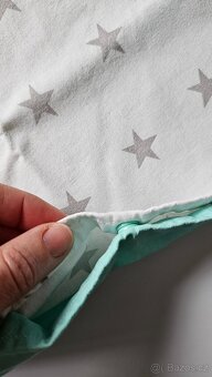 Dětské povlečení do postýlky - mint, bílá s hvězdičkami - 3