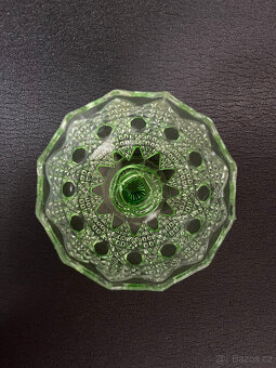 Starožitný malý nástolec 13 cm, uranové sklo - 3