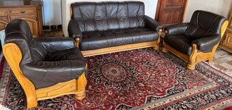 Rustikální kožená dubová souprava 3+1+1,6290 - 3