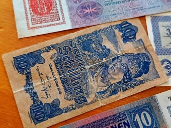 Staré bankovky Rakousko-Uherska (50, 20, 10, 2, 1 koruna) - 3