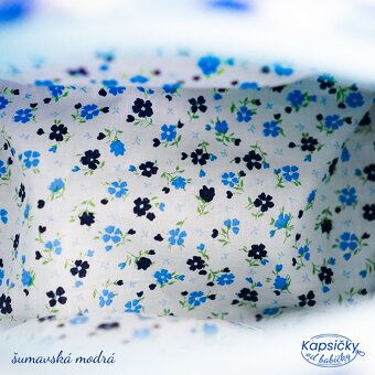 🔵 Prošívaná bavlněná kapsička – Šumavská modrá - 3