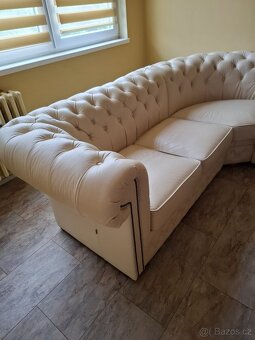 Kožená sedací souprava styl Chesterfield - 3