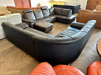 273 Kožená rohová sedací souprava sedačka černá - 3